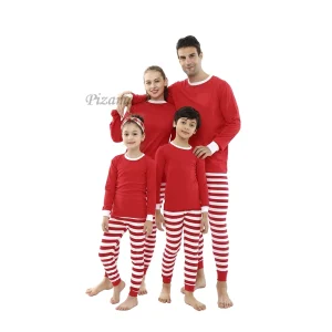 Winter 2024 Mom Daughter Dad Son Matching Clothes Striped Christmas Family Pajamas Set Cotton Baby Sleewear Xmas Look Pyjamas