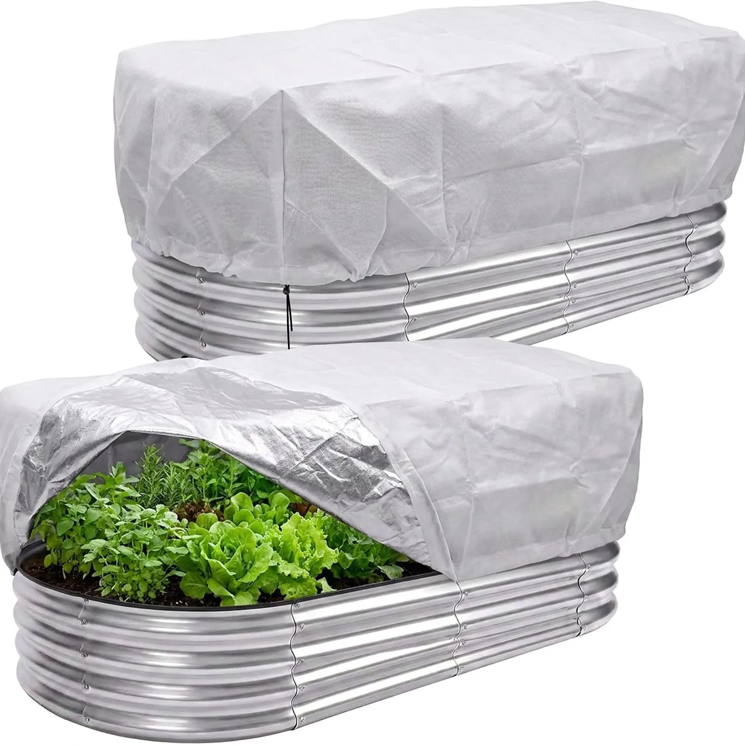 Winter Frost Protection Plant Cover Thick Thermal Blanket for 4x2ft Raised Garden Bed Cold Weather Guard Drawstring - Image 6