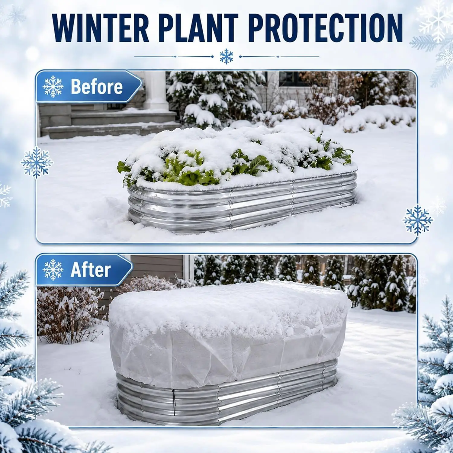 Winter Frost Protection Plant Cover Thick Thermal Blanket for 4x2ft Raised Garden Bed Cold Weather Guard Drawstring