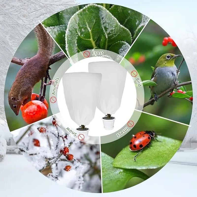 Winter Plant Cold-proof Cover Plant Protection and Warmth Covers Drawstring Zipper Fixed Non-woven Fabric Casing Outdoors Garden - Image 2