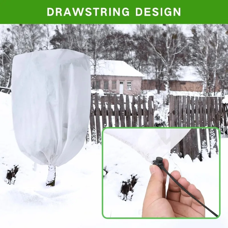 Winter Plant Cold-proof Cover Plant Protection and Warmth Covers Drawstring Zipper Fixed Non-woven Fabric Casing Outdoors Garden - Image 4