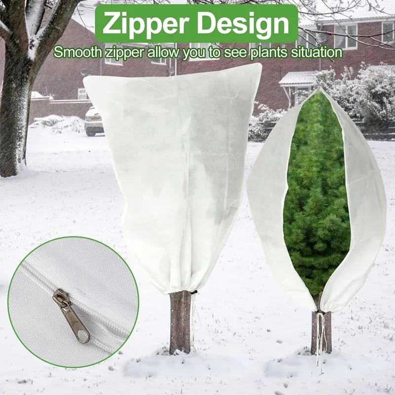 Winter Plant Cold-proof Cover Plant Protection and Warmth Covers Drawstring Zipper Fixed Non-woven Fabric Casing Outdoors Garden - Image 3