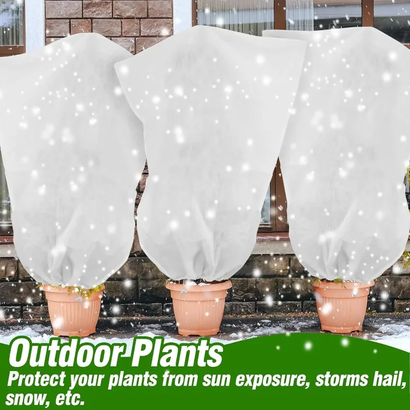 Winter Plant Cold-proof Cover Plant Protection and Warmth Covers Drawstring Zipper Fixed Non-woven Fabric Casing Outdoors Garden - Image 5