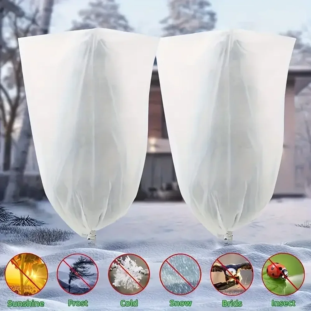 Winter Plant Frost Protection Cover Fabric with Zip And Drawstring Outdoor Fruit Tree Protection Cover - Image 2