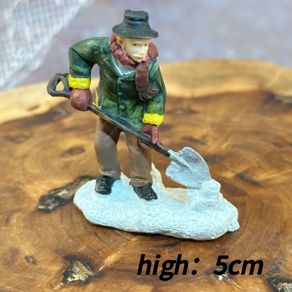 Winter Snow Shoveling Villager 3D Resin Fridge Magnet Set, Christmas Snow Scene Mini Figurine Souvenir, Gift & Collectible - Image 3