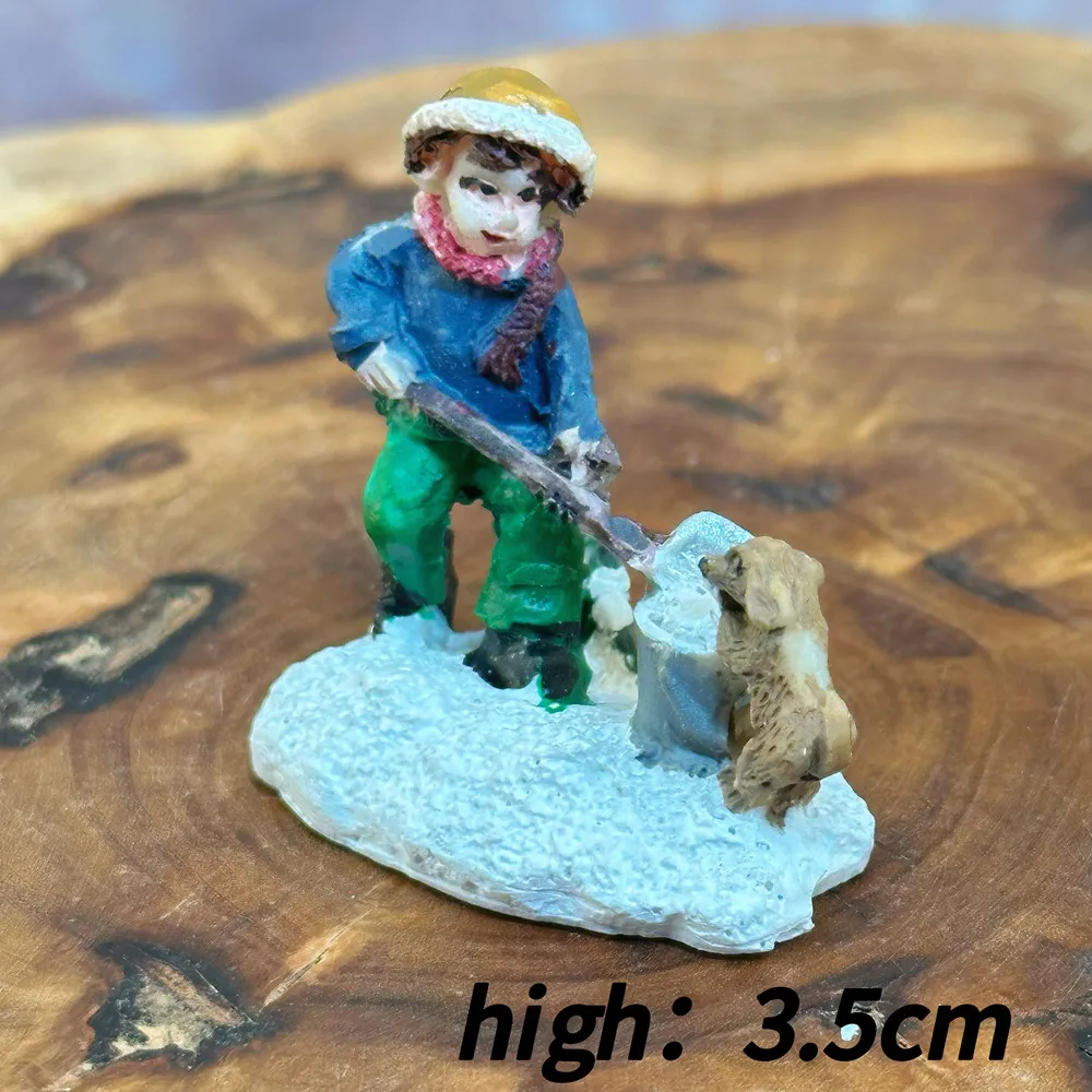 Winter Snow Shoveling Villager 3D Resin Fridge Magnet Set, Christmas Snow Scene Mini Figurine Souvenir, Gift & Collectible - Image 5
