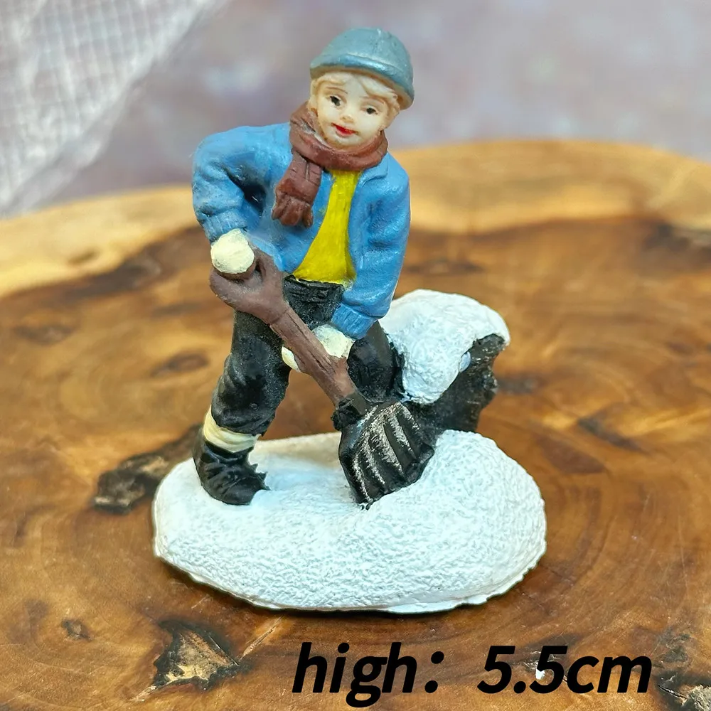 Winter Snow Shoveling Villager 3D Resin Fridge Magnet Set, Christmas Snow Scene Mini Figurine Souvenir, Gift & Collectible - Image 2