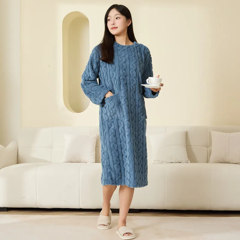 Winter Warm Coral Velvet Pajamas Set Women Thick Fluffy Sleepwear Lounge Suit Cozy Soft Homewear Outwear Cold Weather - Image 5