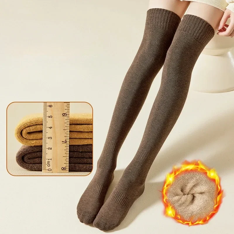 Winter Warm Long Socks Tube Thick High Tube Over Knee Knee-Length Hosiery Socks Terry Solid Color Women Thicken Calf Socking - Image 4