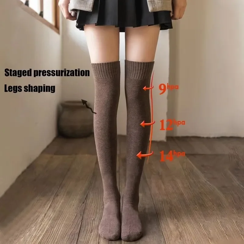 Winter Warm Long Socks Tube Thick High Tube Over Knee Knee-Length Hosiery Socks Terry Solid Color Women Thicken Calf Socking - Image 3