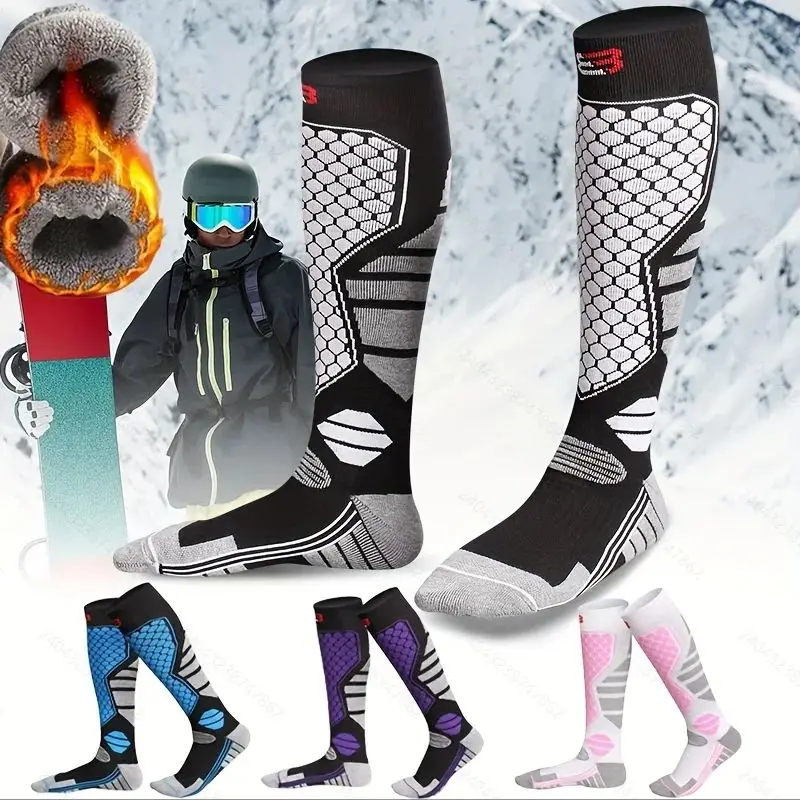 Winter Warm Ski Socks Anti-slip Thickened Breathable Compression Snowboard Socks Thermal Moisture-wicking Knee High Socks
