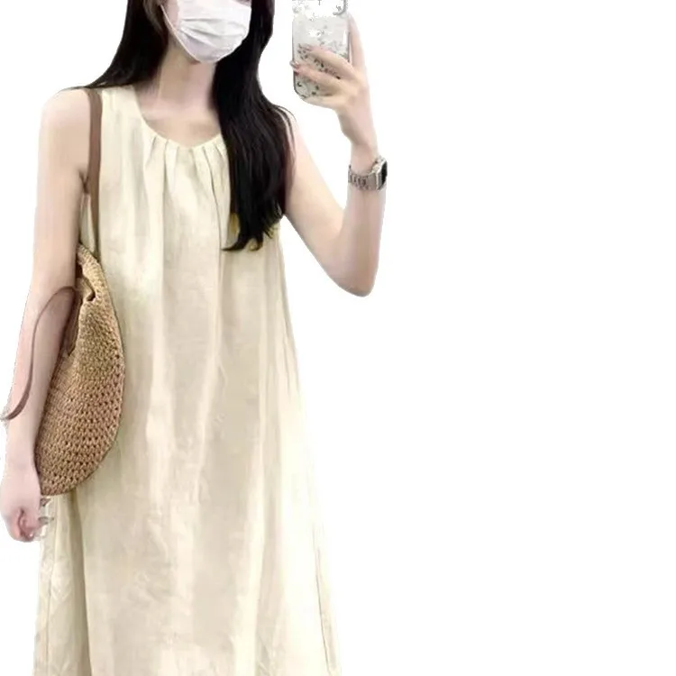 Woman Summer Camisole Nightgown Chest Pad Loose-fitting Tank Ladies Loungewear Girl Student Dress Worn Outside Women Home Dress - Image 6