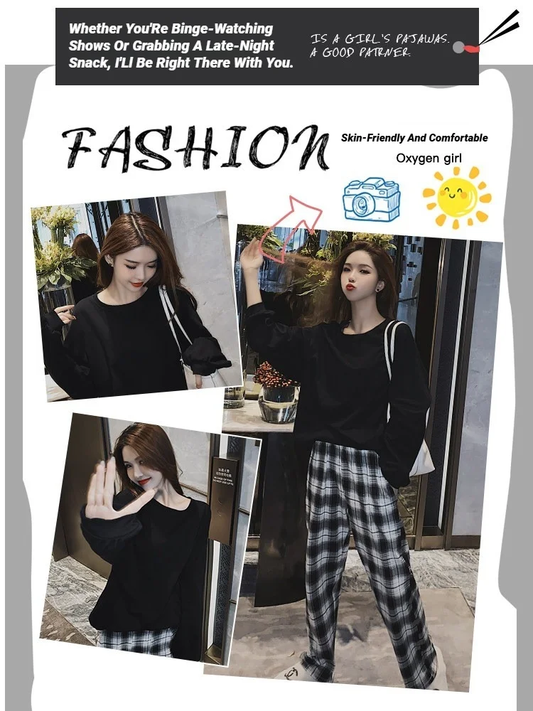 Women Big Size With Chest Pads Pajamas Long-Sleeved Home Wear Can Be Worn Outside Nursing Pregnant Clothing Set Large - Image 2
