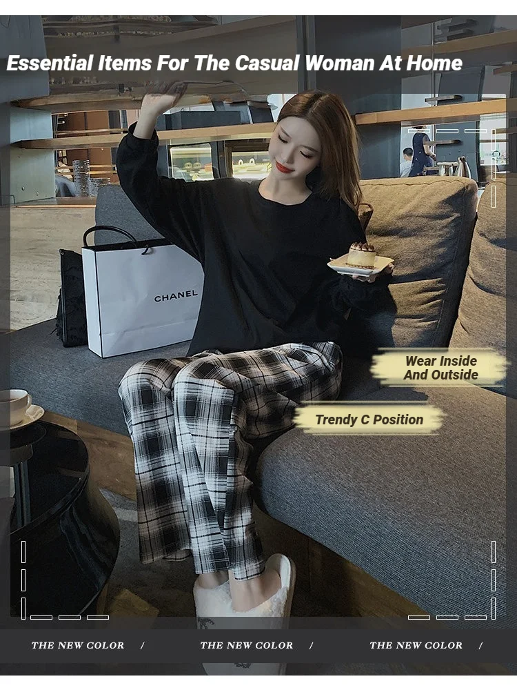 Women Big Size With Chest Pads Pajamas Long-Sleeved Home Wear Can Be Worn Outside Nursing Pregnant Clothing Set Large - Image 3