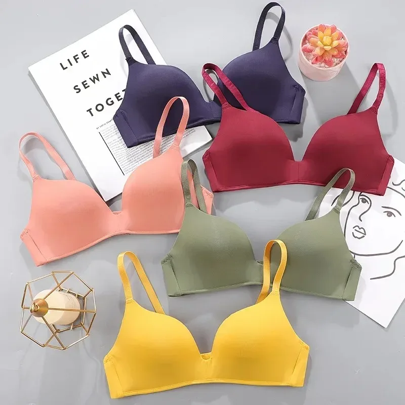 Women Seamless Bra Sexy No Wire Push Up Underwear Girls Students Breathable Thin 10 Colors Bras Female's Bra Breathable Gathered - Image 2