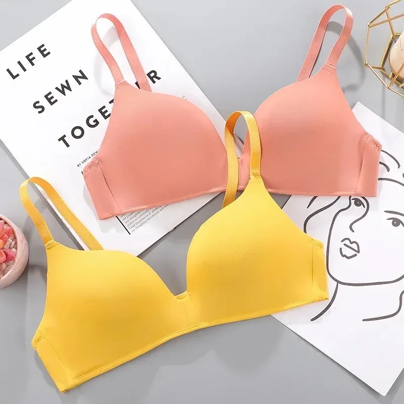 Women Seamless Bra Sexy No Wire Push Up Underwear Girls Students Breathable Thin 10 Colors Bras Female's Bra Breathable Gathered - Image 3