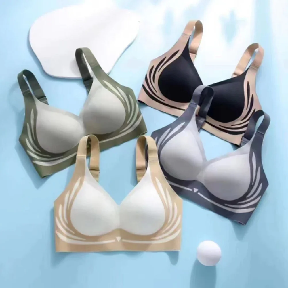 Women Seamless Wireless V Neck Bra No Steel Ring Breathable Thin Adjustable Small Chest Gathering Comfort Underwear - Image 5