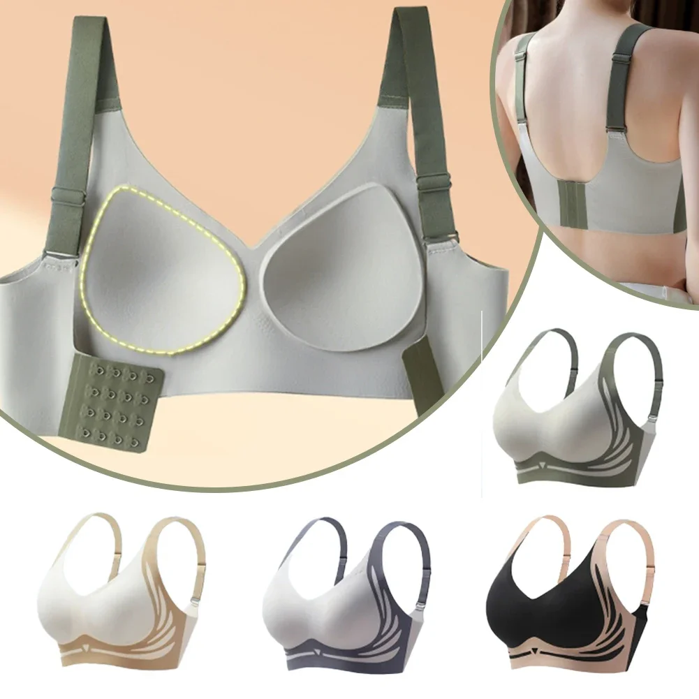 Women Seamless Wireless V Neck Bra No Steel Ring Breathable Thin Adjustable Small Chest Gathering Comfort Underwear - Image 6