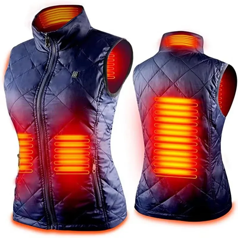 Women USB Infrared Electric 9-zone Heating Vest Flexible Thermal Cotton Jacket Warm Autumn Winter Coat for Ladies - Image 3
