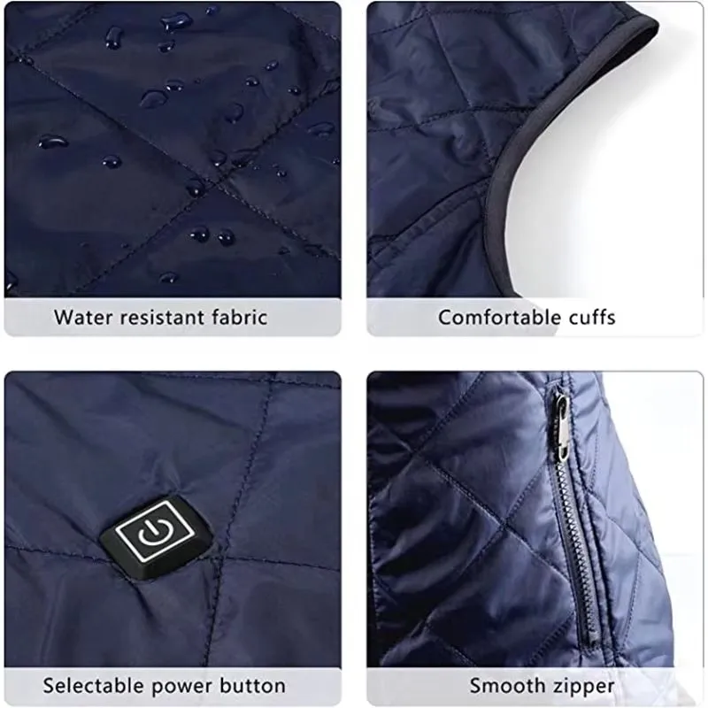 Women USB Infrared Electric 9-zone Heating Vest Flexible Thermal Cotton Jacket Warm Autumn Winter Coat for Ladies - Image 4