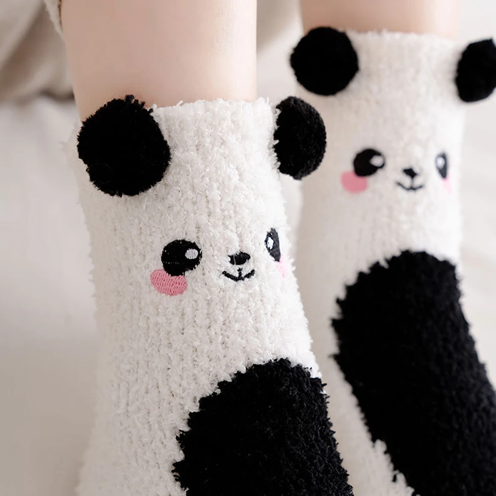 Women Winter Warm Fluffy Socks Home Floor Sleep Kawaii Panda Bear Cat Mouse Cute Cartoon Animal Thick Fleece Fuzzy Sock Japanese - Image 6