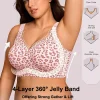 Women Wireless Jelly Leopard Bra Plus Size Supportive Seamless Bras Full Coverage Push Up Comfortable No Underwire T-shirt Bras