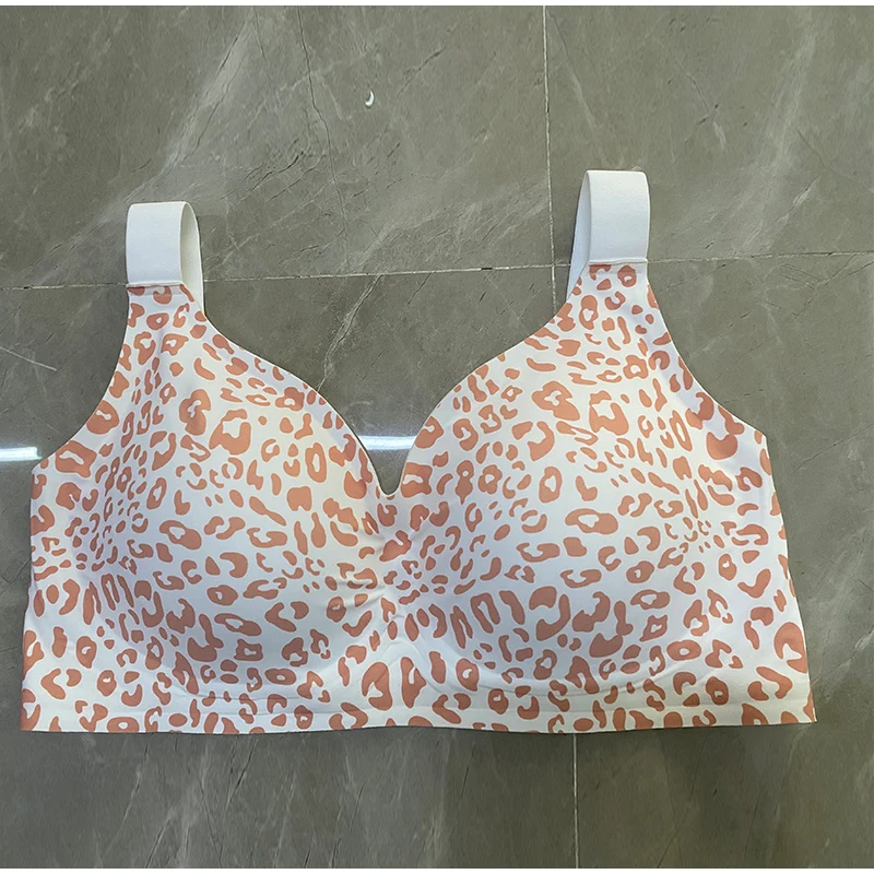 Women Wireless Jelly Leopard Bra Plus Size Supportive Seamless Bras Full Coverage Push Up Comfortable No Underwire T-shirt Bras - Image 6