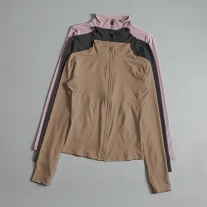 Women Zip Fitness Yoga Shirt Long Sleeve Sports Jacket Gym Top Activewear Running Coats Workout Clothes Woman