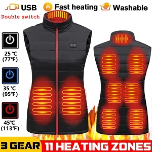Women's Electric Heated Vest Graphene Heat Coat USB Charging Sportswear Heated Jacket for Camping Warm And Comfortable