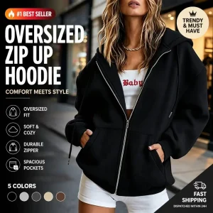 Women's Fleece Lined Warm Zip Up Hoodie Cardigan Coat, Long Sleeve Versatile Casual Sweatshirt for Spring Autumn Winter
