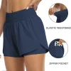 Women's High-Waisted 2-in-1 Quick-Dry Shorts with Zipper Pocket Elastic Waist for Workout Running Gym Yoga Fitness Sportswear