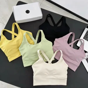 Women's Integrated Fixed Cup Sports Bra, Beautiful Back Workout Tank for Running, Fitness, Yoga & Jump Rope