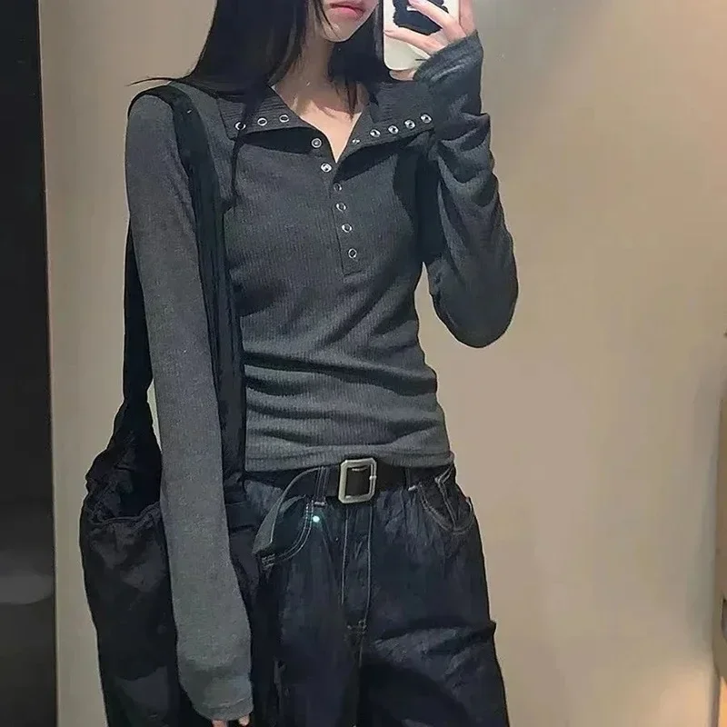 Women's Knitted Sweater Y2K Long Sleeve Pullovers Korean Streetwear Vintage Knit Sweaters for Women Slim Fit Bottoming Tops - Image 2