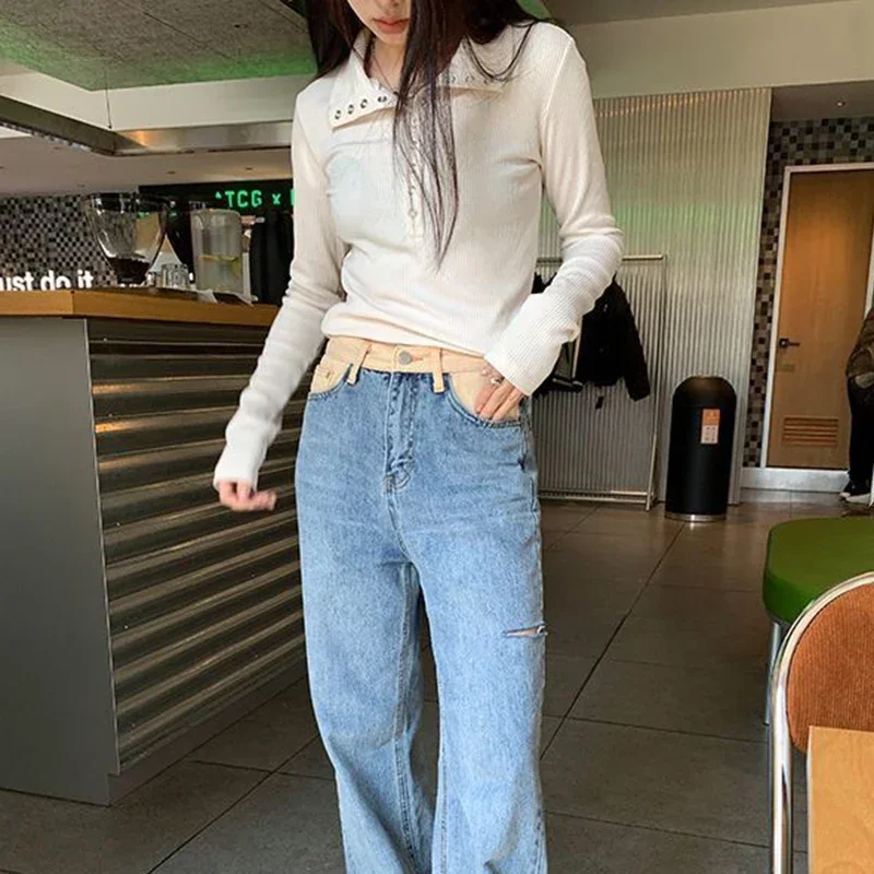 Women's Knitted Sweater Y2K Long Sleeve Pullovers Korean Streetwear Vintage Knit Sweaters for Women Slim Fit Bottoming Tops - Image 6