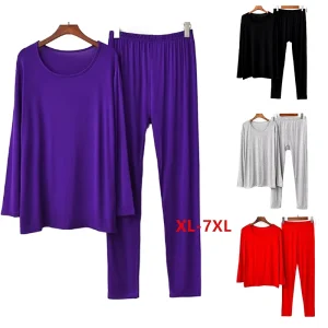 Women's Pajamas Set 2026 New Plus Size Ladies' Sleepwear Suit Modal Cotton Autumn Winter Night Wear Female Home Clothes 3XL-7XL