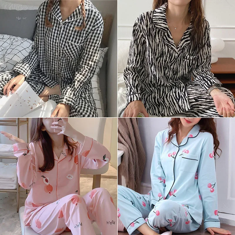 Women's Pajamas Set V-Neck Button down Top and Trousers Sleepwear Homewear Casual Nightwear Loungewear Autumn Winter Two-Piece - Image 6