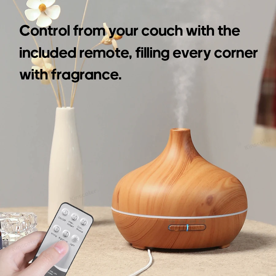 Wood Grain Aromatherapy Diffuser USB Humidifier Desktop Air Purifier Aroma Cool Mist Difusor/Essential Oil Set - Image 2