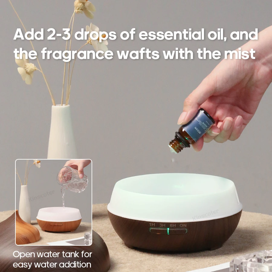 Wood Grain Aromatherapy Diffuser USB Humidifier Desktop Air Purifier Aroma Cool Mist Difusor/Essential Oil Set - Image 5