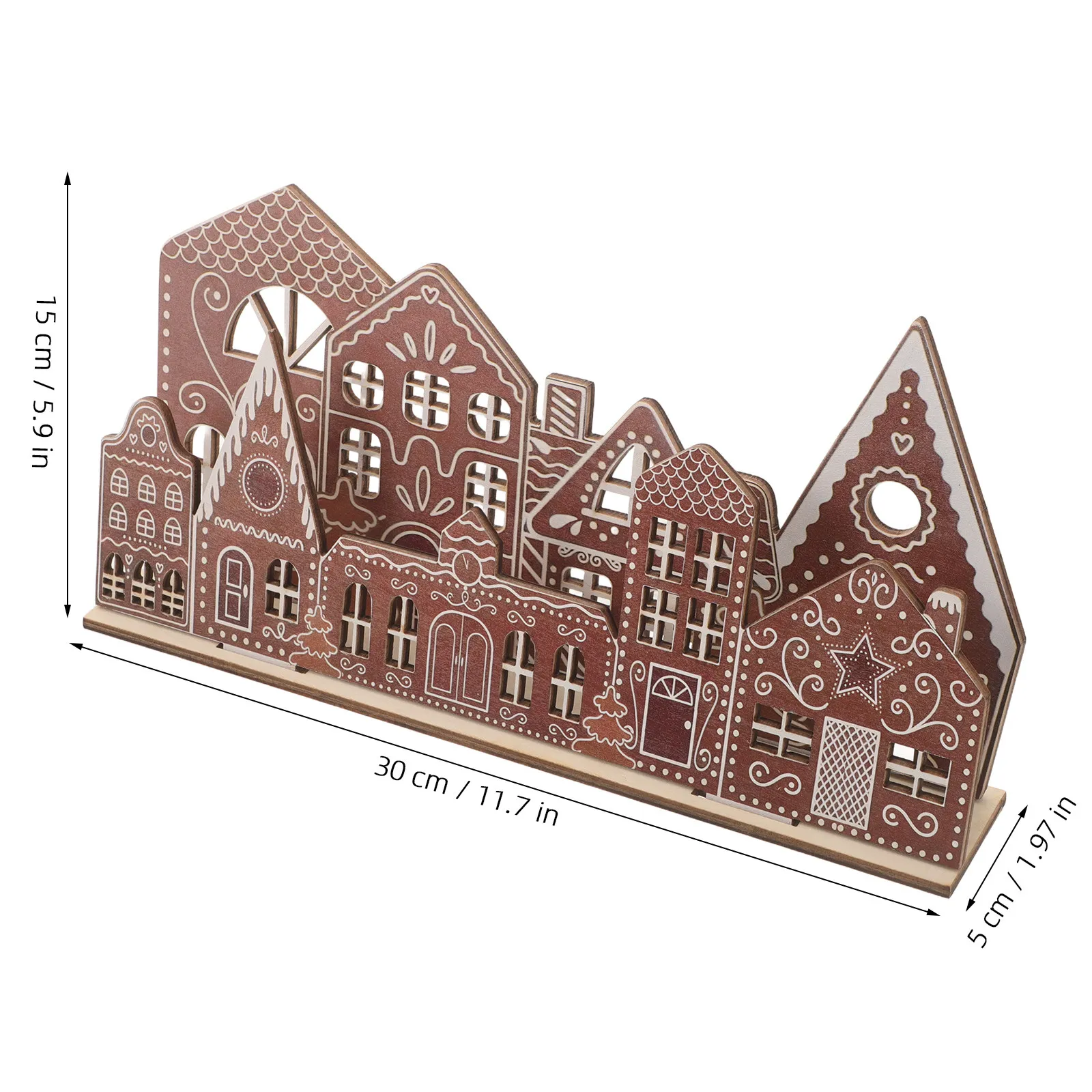 Wooden Christmas Village Figurine Hand carved Wood Gingerbread House Miniature Desktop Ornaments Xmas Party Layout Props - Image 2