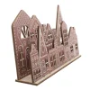 Wooden Christmas Village Figurine Hand carved Wood Gingerbread House Miniature Desktop Ornaments Xmas Party Layout Props