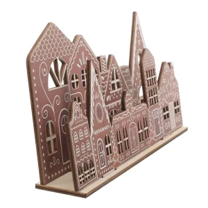 Wooden Christmas Village Figurine Hand carved Wood Gingerbread House Miniature Desktop Ornaments Xmas Party Layout Props