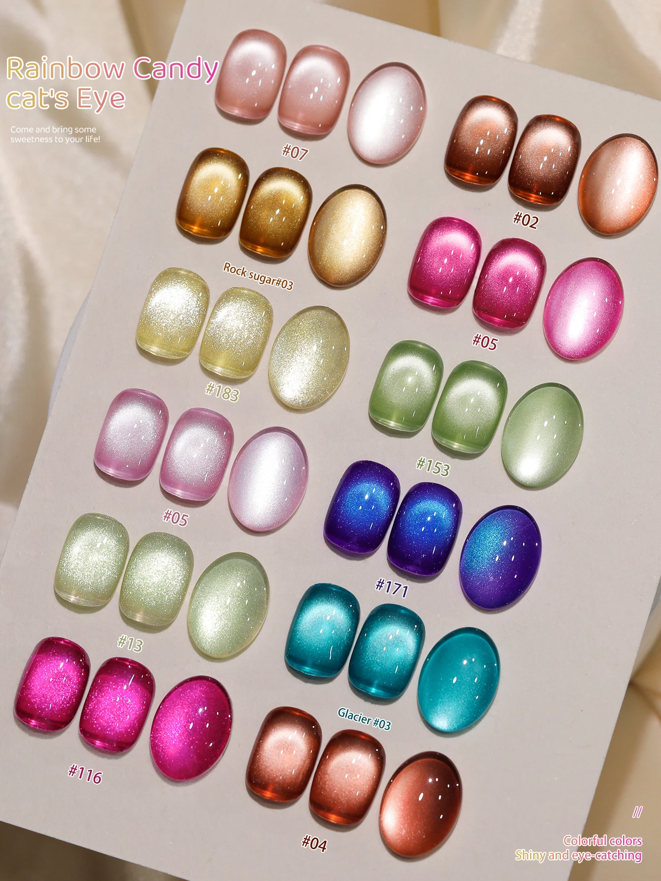 XEJAYI 1pc 15ml Rainbow Candy Cat Eye Gel Nail Polish,UV LED Soaking Nail Gel, Semi-Permanent, DIY Salon Quality - Image 2