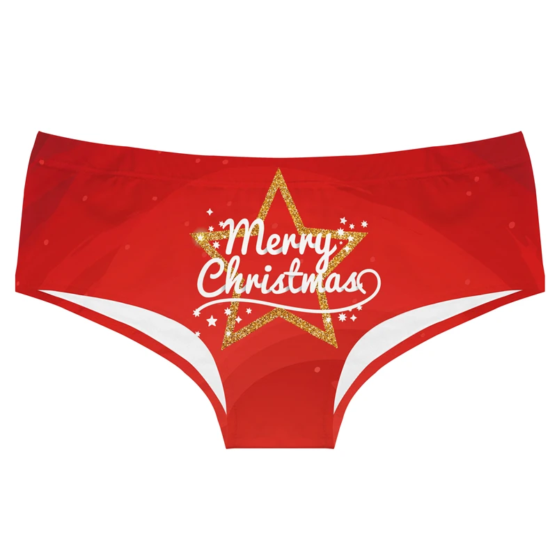 Xmas Bell Snowflake Printed Women's Knickers Christmas Girl's Underpants Sexy Wrap Buttocks Briefs Comfortable Lady Panties - Image 2