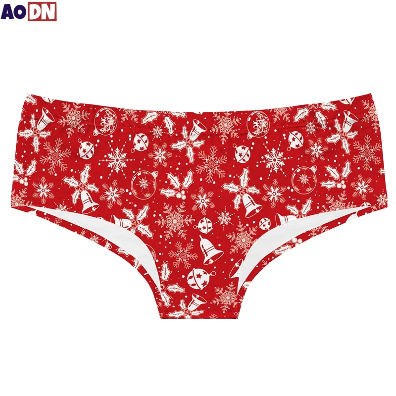 Xmas Bell Snowflake Printed Women's Knickers Christmas Girl's Underpants Sexy Wrap Buttocks Briefs Comfortable Lady Panties - Image 3