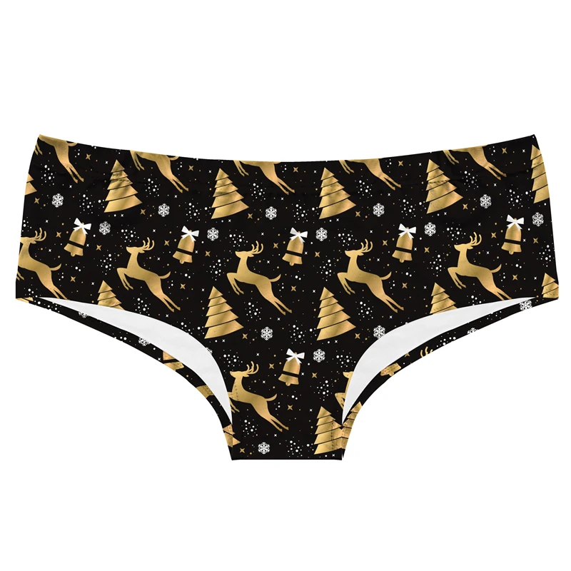Xmas Bell Snowflake Printed Women's Knickers Christmas Girl's Underpants Sexy Wrap Buttocks Briefs Comfortable Lady Panties - Image 4