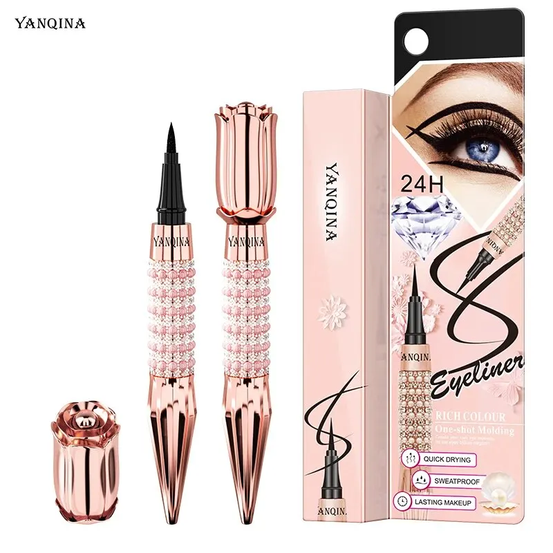 YANQINA Precision Liquid Eyeliner Pen - Long-lasting, Waterproof, Transfer-proof, Quick-Dry Black Eyeliner with Sparkling Design - Image 2