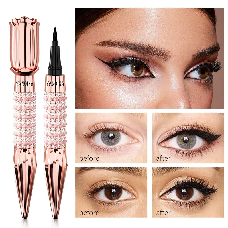YANQINA Precision Liquid Eyeliner Pen - Long-lasting, Waterproof, Transfer-proof, Quick-Dry Black Eyeliner with Sparkling Design - Image 4