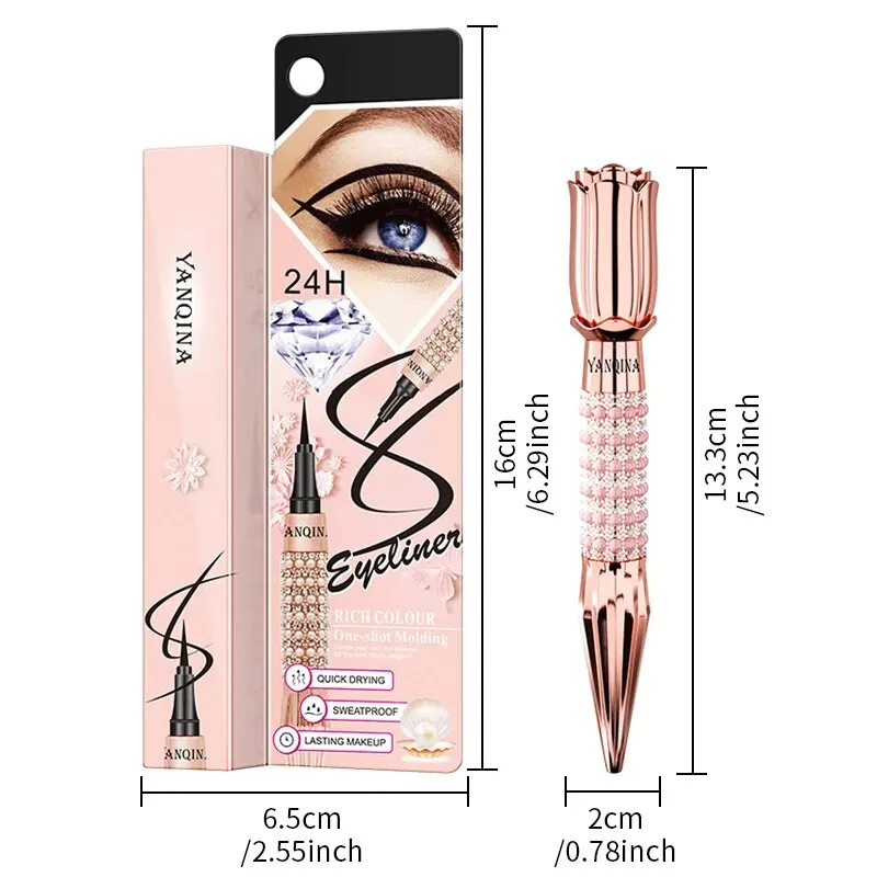 YANQINA Precision Liquid Eyeliner Pen - Long-lasting, Waterproof, Transfer-proof, Quick-Dry Black Eyeliner with Sparkling Design - Image 3