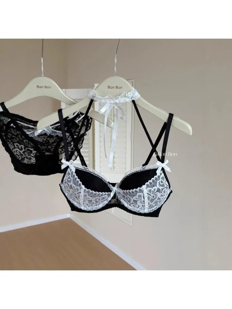 YEMOMO French Lace Push Up Lingerie Set for Women, Sexy Deep Plunge Demi Bra,Gather Small Bust Big Look, Daily Comfort Wear,S-XL - Image 3