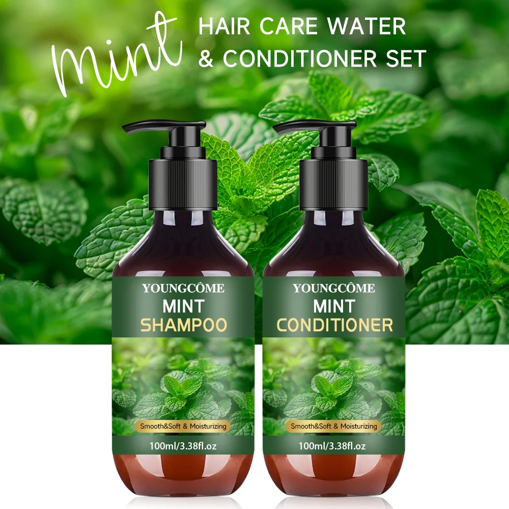YOUNGCOME Peppermint Oil Shampoo and Conditioner Set for Hair Smooth&Soft & Moisturizing - For Women & Men, 3.38 FL Oz Each - Image 2